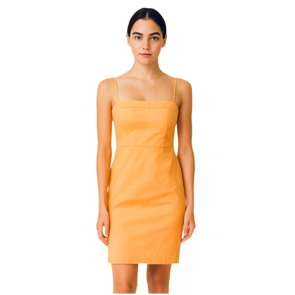 Vintage Y2K Tristan &‎ Iseut melon orange cotton sheath dress 4